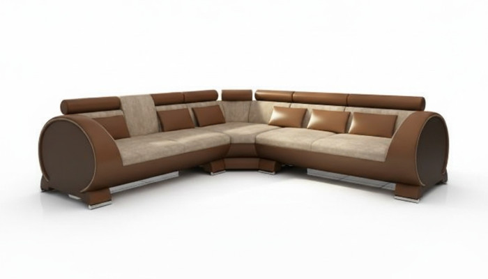 Narożna kanapa VIGO + zestaw USB Sofa narożna skórzana Skóra Włókiennicza Materiał LT01 narożnik