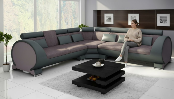Narożnikowa kanapa VIGO „LT01” Narożnik + USB, sofa Zestaw narożny skórzana sofa Skóra Włókienniczy Materiał