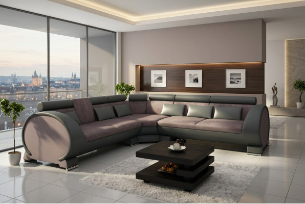 Narożnikowa kanapa VIGO „LT01” Narożnik + USB, sofa Zestaw narożny skórzana sofa Skóra Włókienniczy Materiał