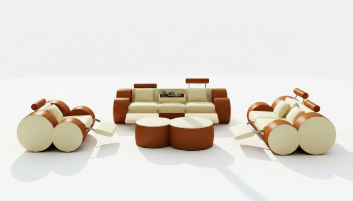 Sofa Skóra 3+2+1 z USB Relaks Zestaw sofowy Zestaw sofowy Zestaw tapicerowany