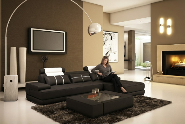 Sofa skórzana Narożnikowa kanapa Sofa + Podkładka USB Narożnik Designerskie Sofy Kanapy Nowy Paryż Biały