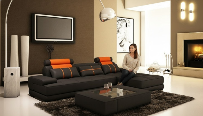 Skórzana sofa Narożnikowa kanapa Sofa z USB Podkładka Narożnik Designerskie Sofy Kanapy New Paris S/O