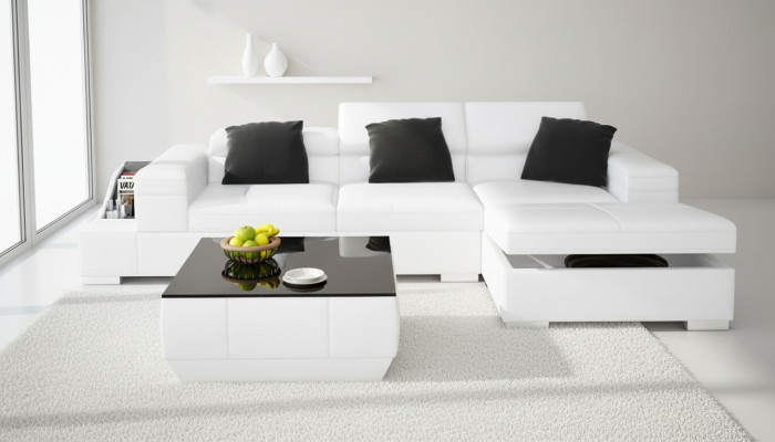 Skórzana sofa sofa z USB Żywy krajobraz Narożnikowa kanapa Narożnik Ustawić Design Modern K5006D