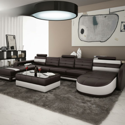 SOFA SKÓRZANA Narożnikowa kanapa z USB DESIGNER PISA Żywy krajobraz SOFA KANAPA U FORM COLO 3