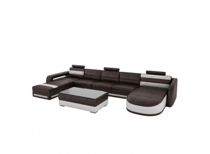 SOFA SKÓRZANA Narożnikowa kanapa z USB DESIGNER PISA Żywy krajobraz SOFA KANAPA U FORM COLO 3