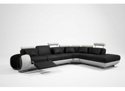 SOFA SKÓRZANA SKÓRZANA KANAPA z USB Ustawić SOFA Żywy krajobraz Czarny /Biały Kanapa Nowość