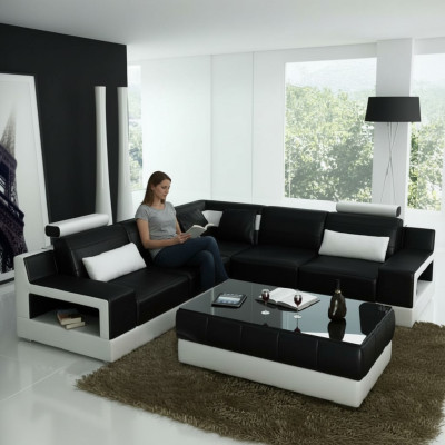 SKÓRZANA SOFA USB COUCH Funkcja łóżka Ustawić Żywy krajobraz Podkładka na wymiar