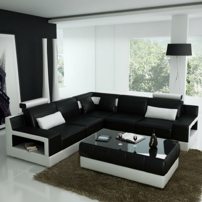 SKÓRZANA SOFA USB COUCH Funkcja łóżka Ustawić Żywy krajobraz Podkładka na wymiar