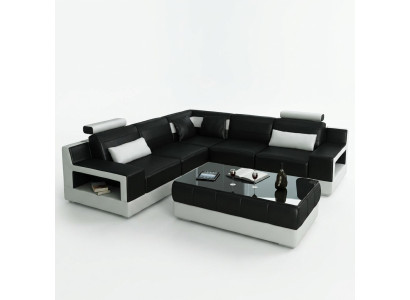 SKÓRZANA SOFA USB COUCH Funkcja łóżka Ustawić Żywy krajobraz Podkładka na wymiar