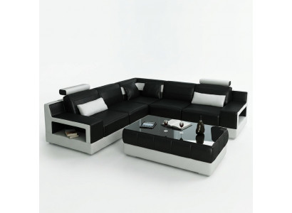 SKÓRZANA SOFA USB COUCH Funkcja łóżka Ustawić Żywy krajobraz Podkładka na wymiar
