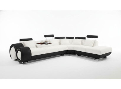 SOFA SKÓRZANA SKÓRZANA KANAPA USB Ustawić SOFA Żywy krajobraz Czarny /Biały Na wymiar