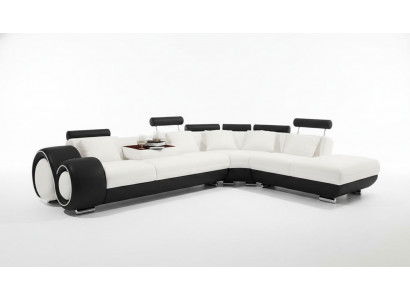 SOFA SKÓRZANA SKÓRZANA KANAPA USB Ustawić SOFA Żywy krajobraz Czarny /Biały Na wymiar