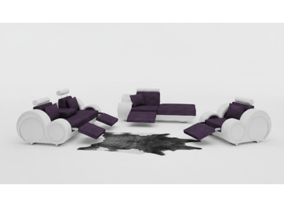 Sofa Ustawić Skórę & Materiał Włókienniczy + USB,Zestaw sofowy 3+Szezlong+1 ​​Żywy krajobraz