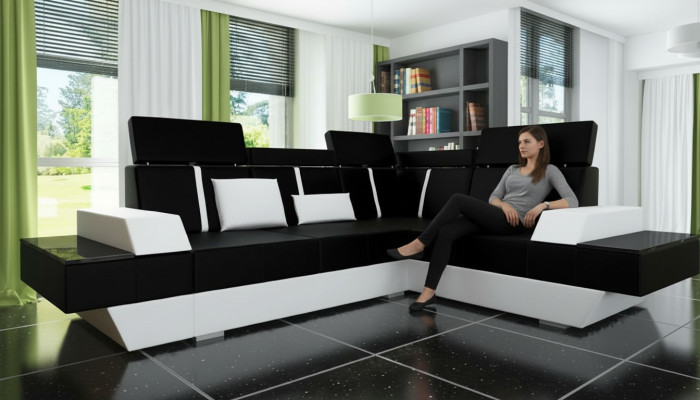 Skórzana sofa USB Żywy krajobraz Podkładka sofa Narożnikowa kanapa narożnik kanapa