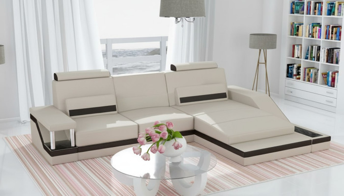 Narożnik kanapa Żywy krajobraz Sofa USB Narożnik Ustawić Skóra Włókienniczy Materiał wykonany na miarę