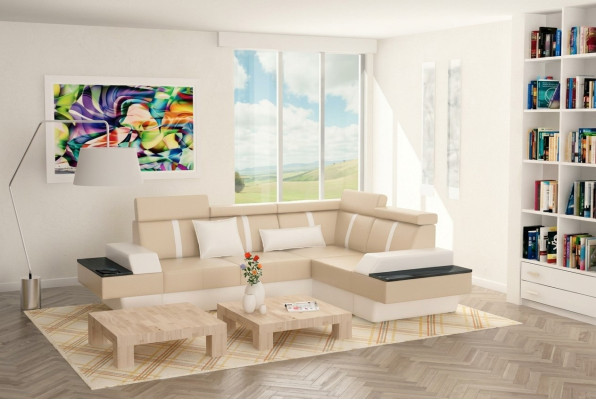 Projektant Żywy krajobrazu Narożnik Nowa Kanapa Sofa Podkładka Sofa Skórzana + USB, Ustawić