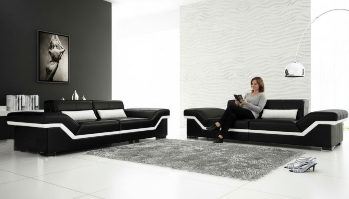 SOFA SKÓRZANA SOFA 3+3 + USB Podkładka Skóra Ustawić ZESTAW SOFA Wykonane na miarę