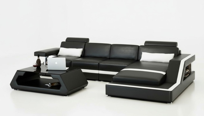 SKÓRZANA SOFA XXL Żywy krajobraz Ustaw USB Skóra Narożnikowa kanapa wykonana na miarę HH4