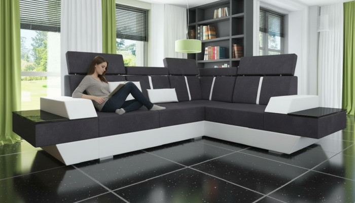 Design Narożnikowa kanapa + USB Żywy krajobraz Sofa Narożnikowa kanapa Materiał Skóra Wykonane na miarę Nowy
