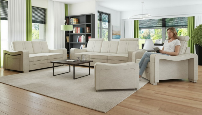 Zestaw sofowy włókienniczy Podkładka Sofa z USB Ustawić sofę materiałową 3+2+1 Żywy krajobraz