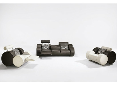 SOFA SKÓRZANA z USB Skóra Ustawiona 3+2+1 miejsce siedzące ZESTAW TAPICEROWANY SOFA PROJEKTANTOWA NOWOŚĆ