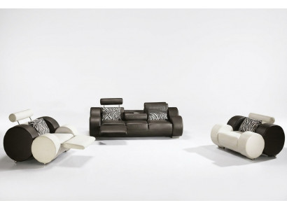 SOFA SKÓRZANA z USB Skóra Ustawiona 3+2+1 miejsce siedzące ZESTAW TAPICEROWANY SOFA PROJEKTANTOWA NOWOŚĆ