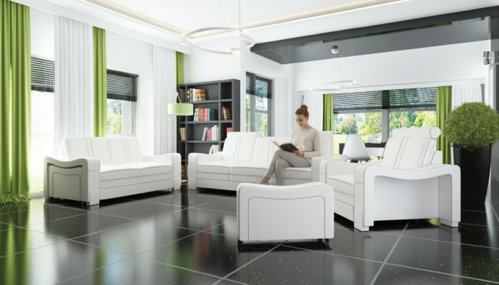 SOFA SKÓRZANA 3+2+1 SOFA +USB Ustawić ZESTAW TAPICEROWANY DESIGN SOFA Zestaw sofowy NOWOŚĆ
