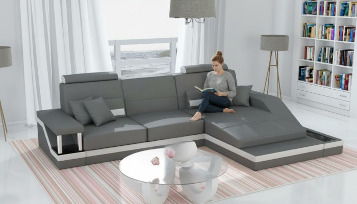 Narożnikowa kanapa Ustawić Skóra Włókienniczy Materiał Żywy krajobraz Sofa USB Nowa, wykonana na miarę