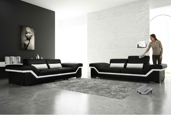 Skórzana sofa USB Wykonane na miarę Sofa 3+3 miejsce do siedzenia Design Sofa Podkładka Skóra Ustawiona