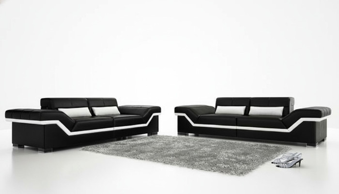 Skórzana sofa USB Wykonane na miarę Sofa 3+3 miejsce do siedzenia Design Sofa Podkładka Skóra Ustawiona