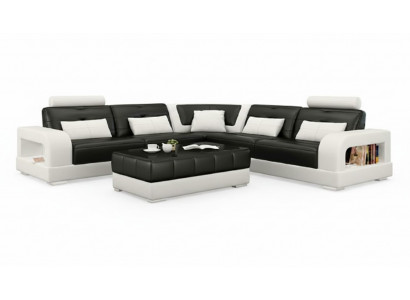 SOFA SKÓRZANA SOFA z USB, Narożnikowa kanapa „H2209” Zestaw sofowy DESIGNER COUCH wykonany na miarę