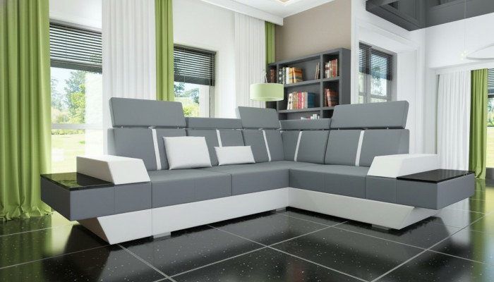Design skórzana sofa USB Żywy krajobraz Podkładka sofa Narożnikowa kanapa narożnik Wykonane na wymiar