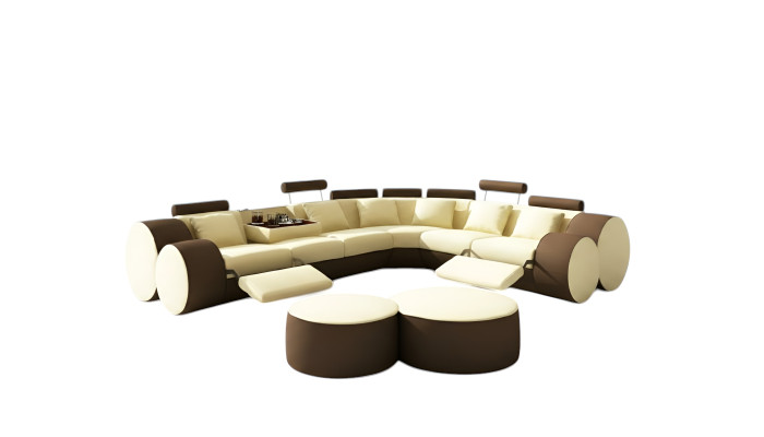Designerska sofa skórzana z sofą USB skórzana kanapa Narożnikowa kanapa Żywy krajobraz wykonany na miarę