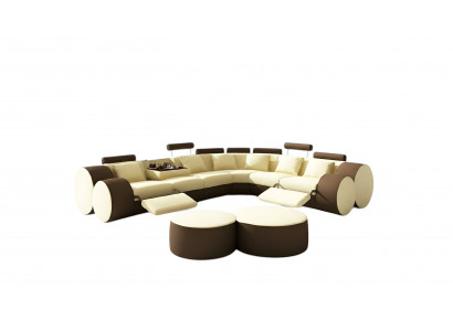 Designerska sofa skórzana z sofą USB skórzana kanapa Narożnikowa kanapa Żywy krajobraz wykonany na miarę
