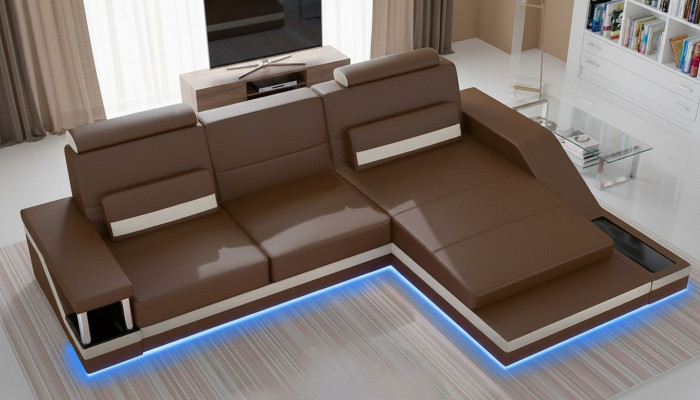 Narożnik kanapa Żywy krajobraz Sofa +USB Narożnik Ustaw Skóra Włókienniczy Materiał Wykonany na wymiar
