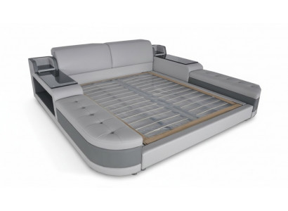 Design de Luxe Łóżko + USB tapicerka Hotel Modern bed Skóra 140/160/180/200