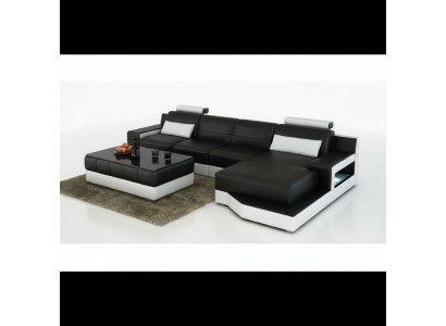 SKÓRZANA SOFA Narożnikowa kanapa z USB SOFA COUCH Ustawić Żywy krajobraz Funkcja łóżka NOWOŚĆ