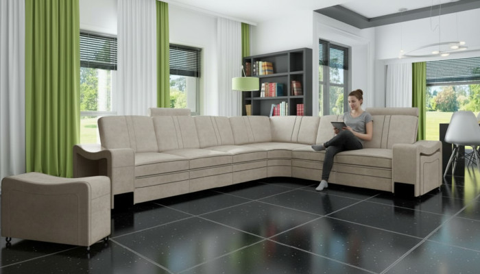 Kanapa materiałowa Włókienniczy Podkładka narożnikowa sofa z USB Narożnikowa kanapa Żywy krajobraz sofa materiałowa