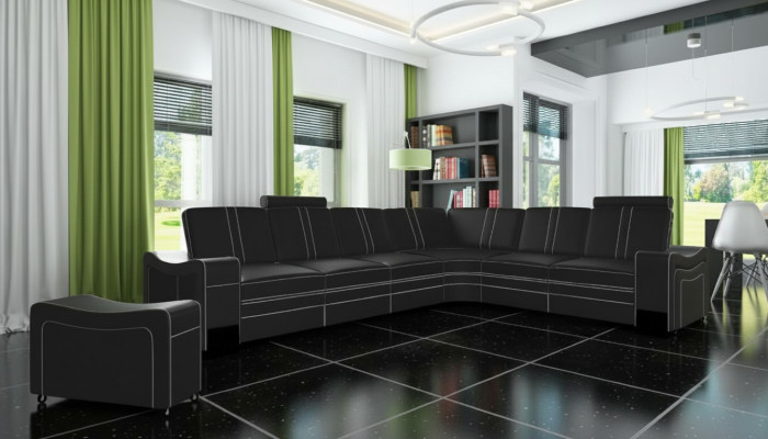 Skóra NAROŻNIK Ustawić wykonane na miarę USB SKÓRZANA SOFA XXL Żywy krajobraz Nowy