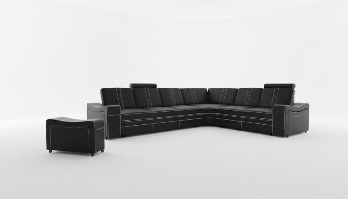Skóra NAROŻNIK Ustawić wykonane na miarę USB SKÓRZANA SOFA XXL Żywy krajobraz Nowy