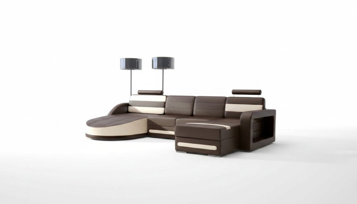 Żywy krajobraz SKÓRZANA SOFA XXL Narożnikowa kanapa + USB Ustawić NAROŻNIK KANAPA Wykonana na wymiar