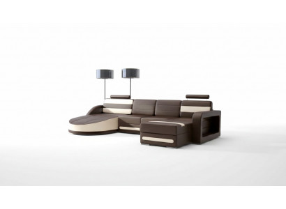 Żywy krajobraz SKÓRZANA SOFA XXL Narożnikowa kanapa + USB Ustawić NAROŻNIK KANAPA Wykonana na wymiar