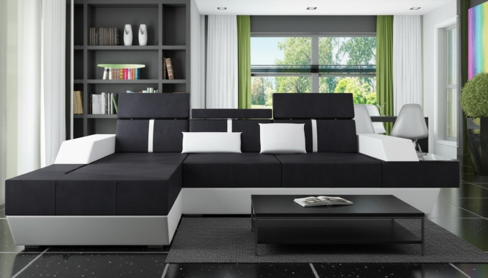 Sofa materiałowa Narożnikowa kanapa Sofa tekstylna Sofa + USB Żywy krajobraz Podkładka wykonana na wymiar