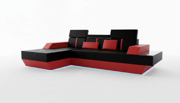 Skórzana sofa Żywy krajobraz Couch Sofa Narożnikowa kanapa USB Skóra Podkładka wykonana na wymiar
