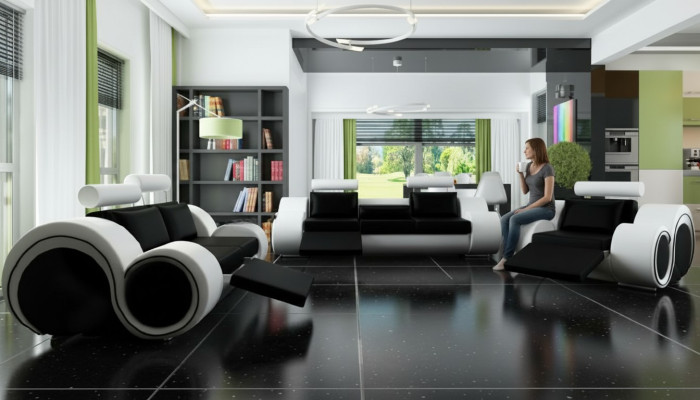 Sofa z USB,Podkładka Ustawić 3+2 Siedziba designerska sofa skórzana sofa szyta na wymiar