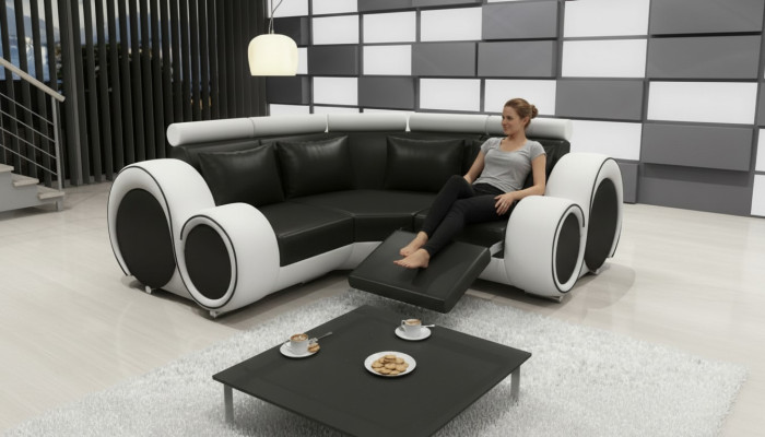 Sofa skórzana Żywy krajobraz Couch Design Narożnikowa kanapa Berlin Sofa USB na wymiar