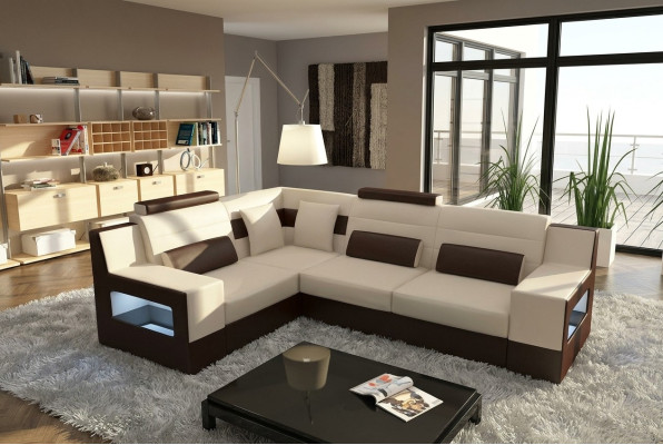 Żywy krajobraz Sofa USB Podkładka Narożnik Narożnikowa kanapa Ustawić Skórzana Sofa na wymiar