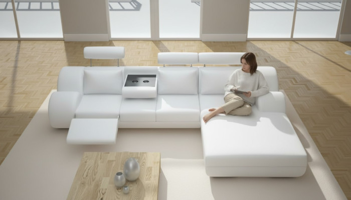Projektant Ustawić Żywy krajobraz narożnik kanapa sofa Podkładka skórzana sofa z USB