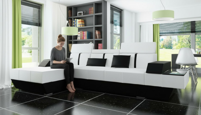 Sofa skórzana z sofą USB Narożnik kanapa kanapa skórzana Podkładka Narożnik Wykonane na miarę