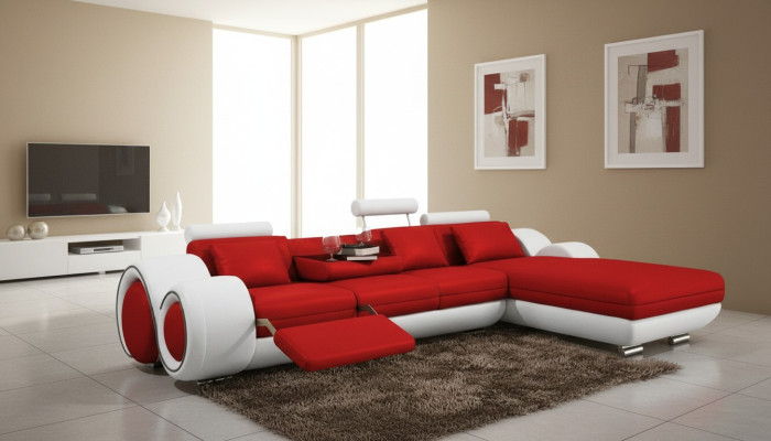 Narożnikowa kanapa USB Żywy krajobraz Skórzana sofa sofa na wymiar Podkładka Ustawić kanapę